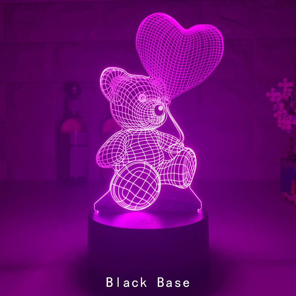 3D Teddy Bear LED Night Light with Color Control