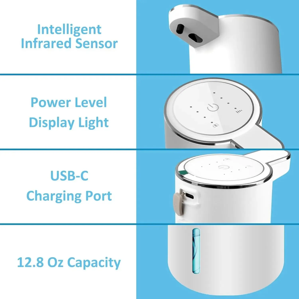 Touchless Automatic Foam Soap Dispenser USB Rechargeable