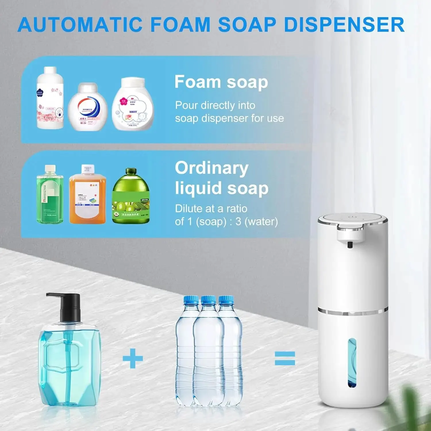 Touchless Automatic Foam Soap Dispenser USB Rechargeable