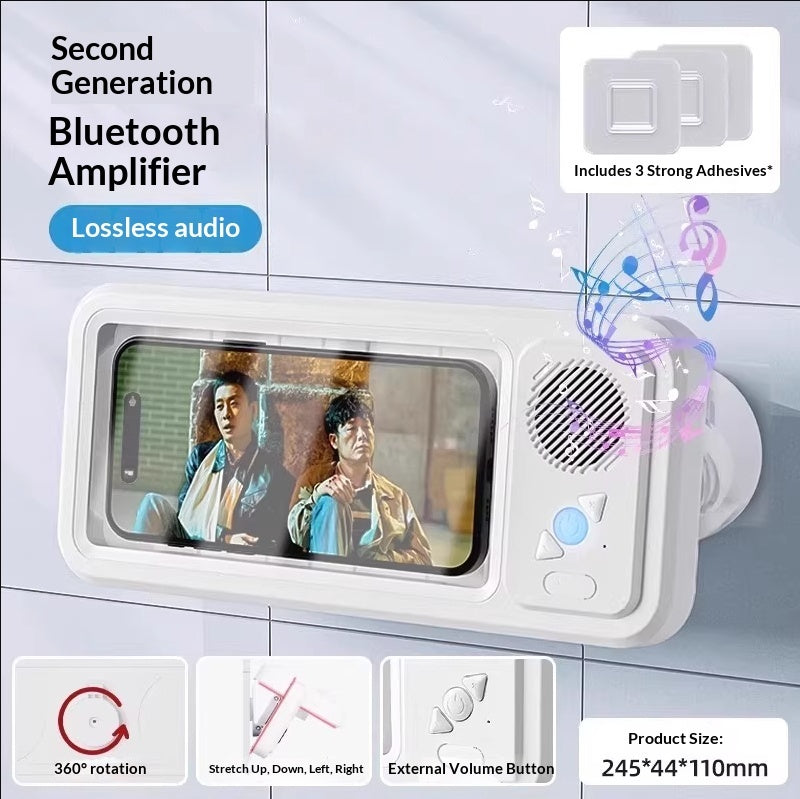 Waterproof Shower Phone Holder with Bluetooth Speaker