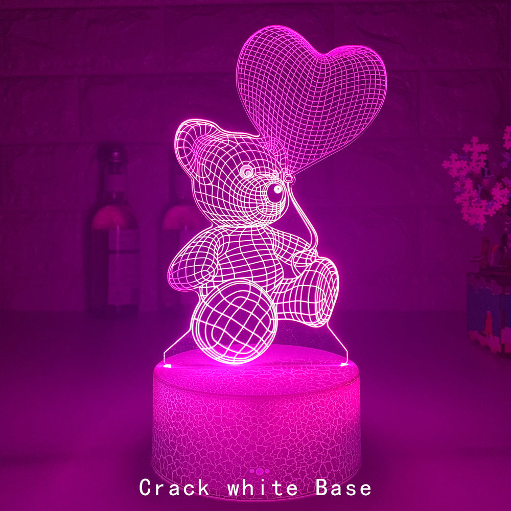 3D Teddy Bear LED Night Light with Color Control