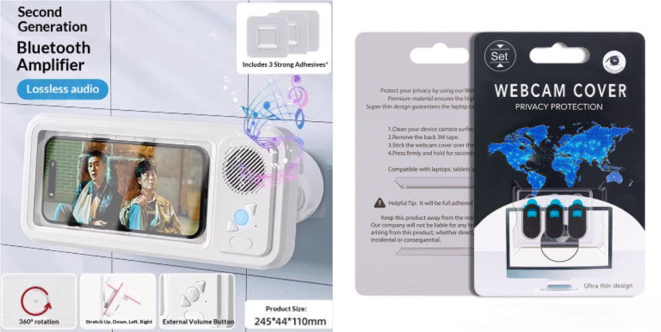 Waterproof Shower Phone Holder with Bluetooth Speaker