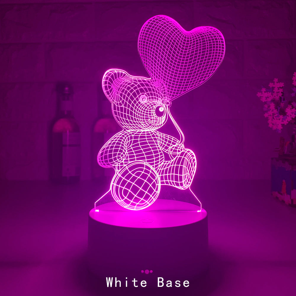 3D Teddy Bear LED Night Light with Color Control