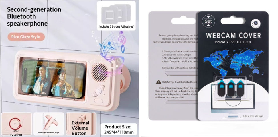 Waterproof Shower Phone Holder with Bluetooth Speaker