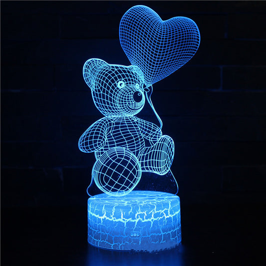 3D Teddy Bear LED Night Light with Color Control