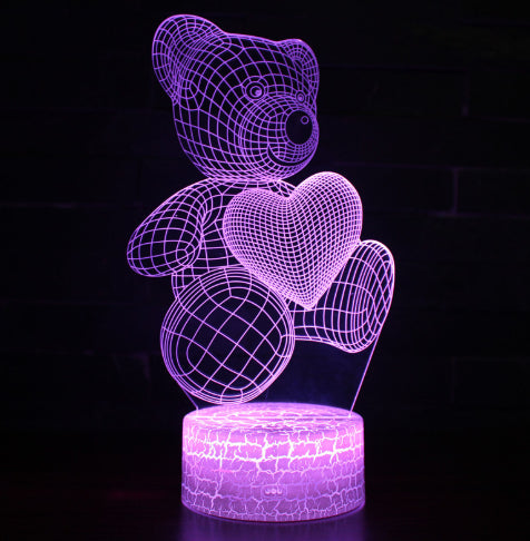 3D Teddy Bear LED Night Light with Color Control