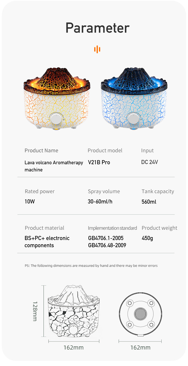 Volcano LED Humidifier & Aromatherapy Essential Oil Diffuser