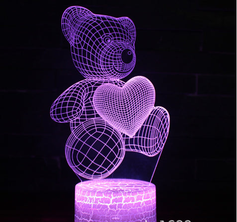 3D Teddy Bear LED Night Light with Color Control