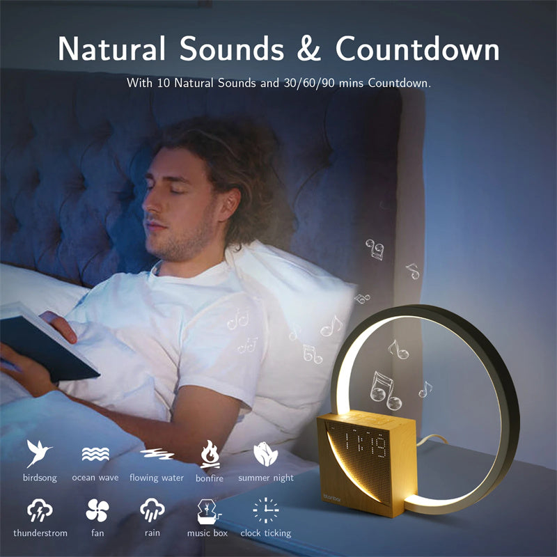 Smart LED Bedside Lamp with Alarm & Nature Sounds