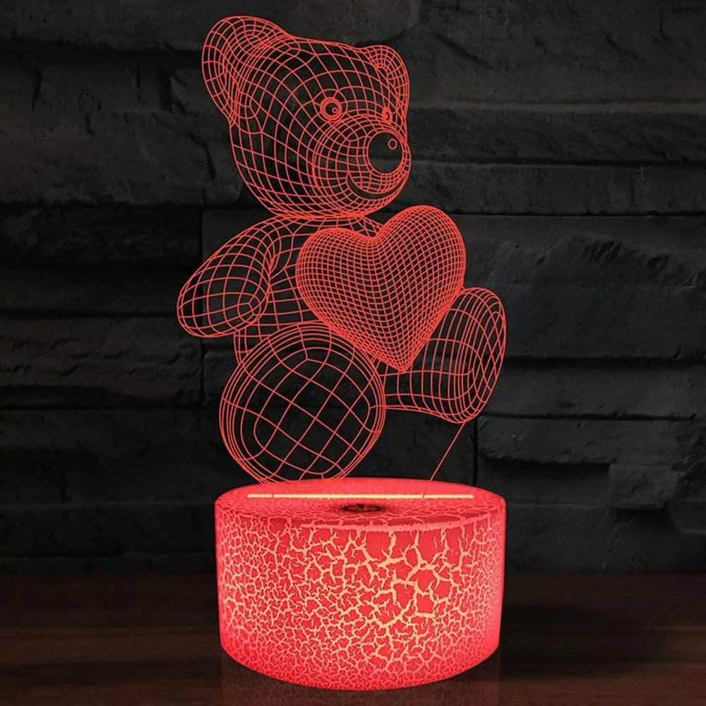 3D Teddy Bear LED Night Light with Color Control